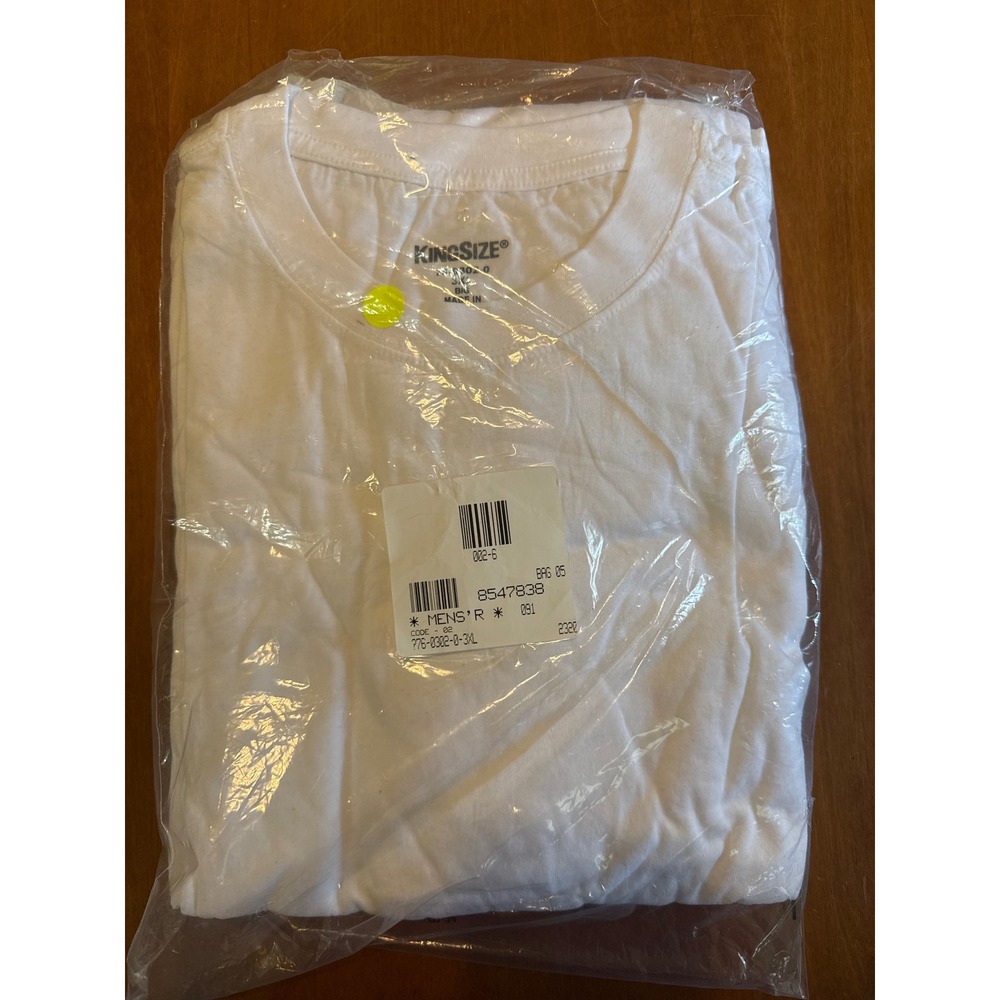 KingSize Mens Big 3XL White Crew Neck Short Sleeve T-Shirt Pack of 3